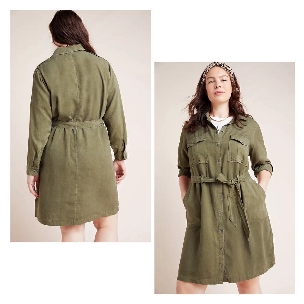 EUC Anthropologie Cloth & Stone Eryn Utility Shirtdress Women’s Size XS Green